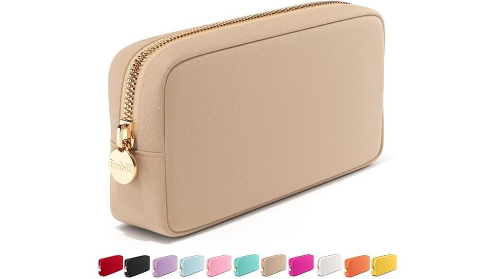 sand colored nylon travel pouch