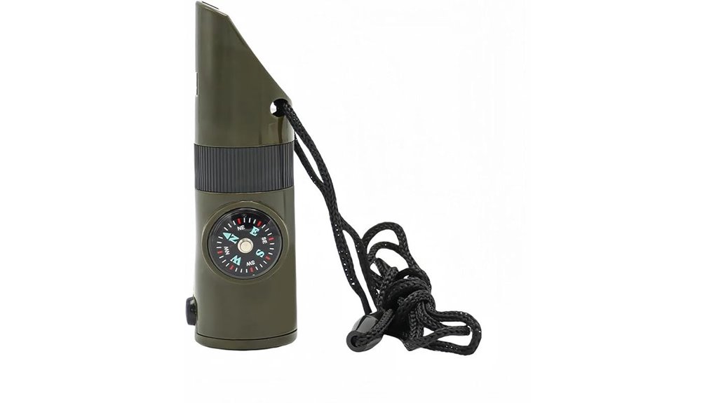 seven feature survival whistle compass