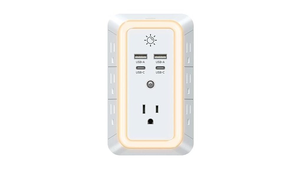 seven outlet usb nightlight protector