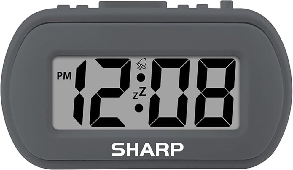 sharp digital blue clock