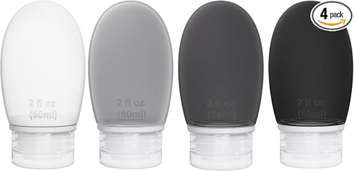silicone tsa approved 4 pack bottles
