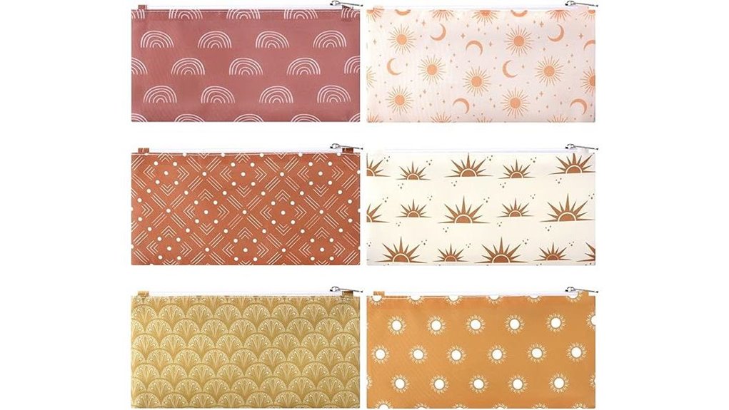 six boho reusable pouches