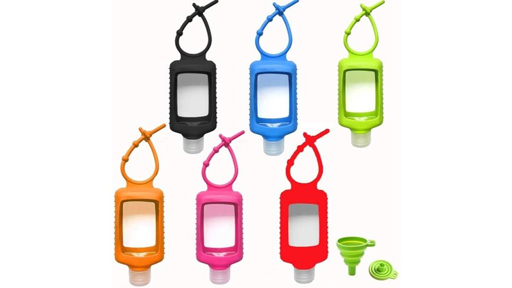 six clear travel bottles