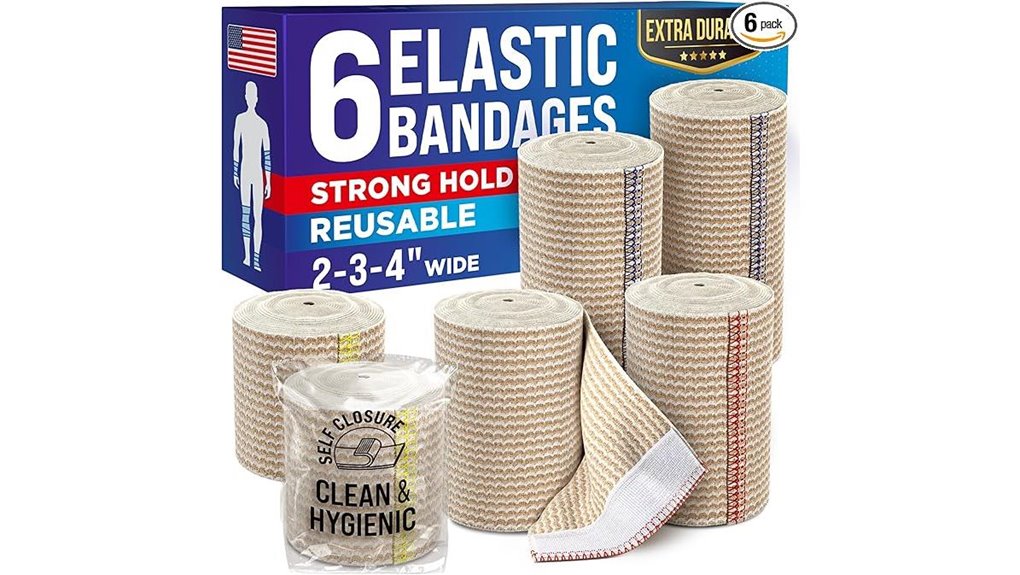 six elastic bandage wraps