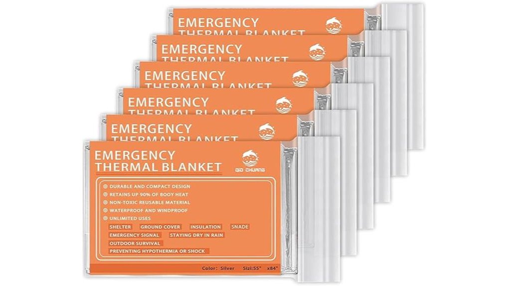 six emergency mylar blankets