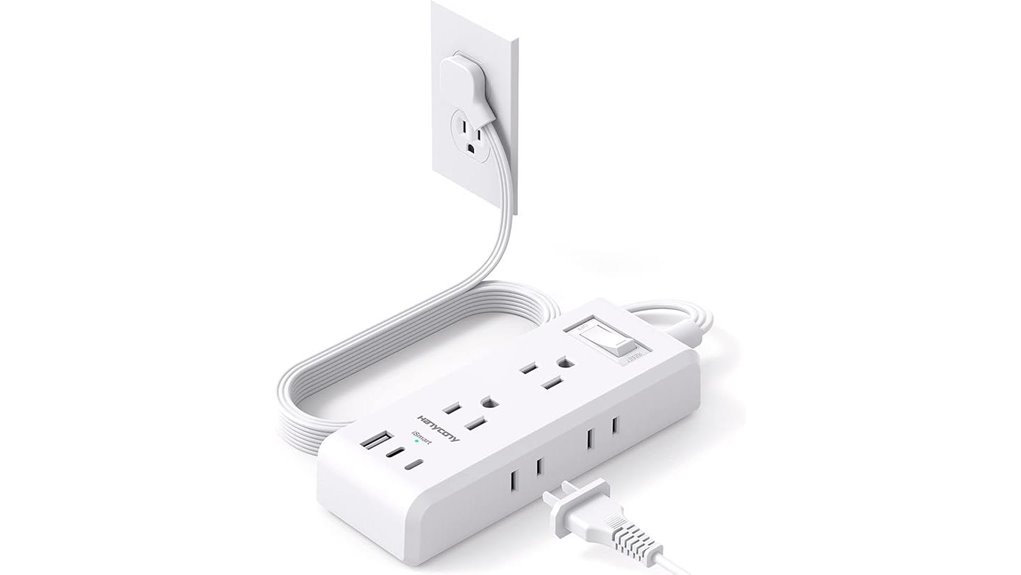 six outlet 5ft 3usb strip