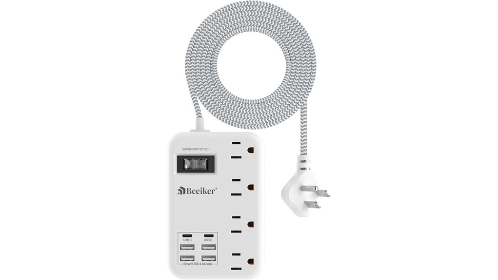 six outlet usb c surge protector