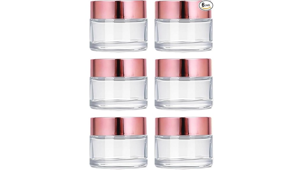 six rose gold jars