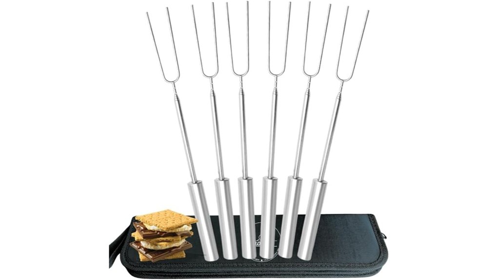 six stainless smores sticks