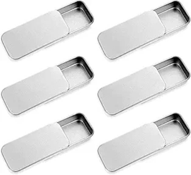 six tiny silver tins