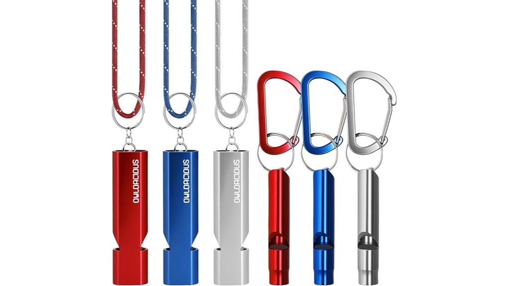 six whistle lanyard carabiner