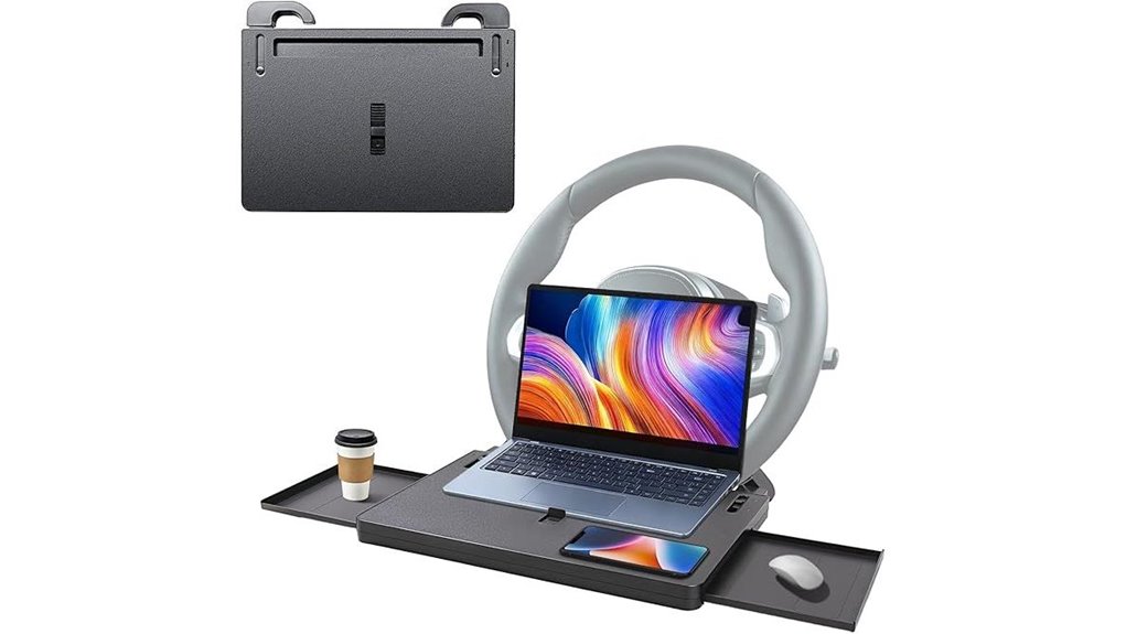 steering wheel laptop food