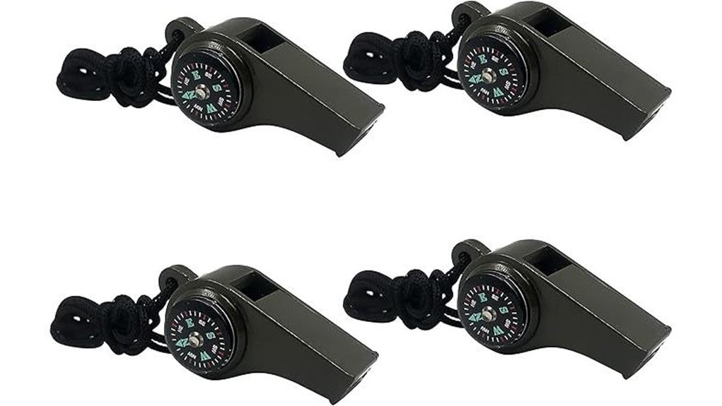 survival whistle compass thermometer