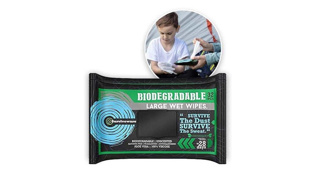 surviveware 32 wipe biodegradable outdoor wipes