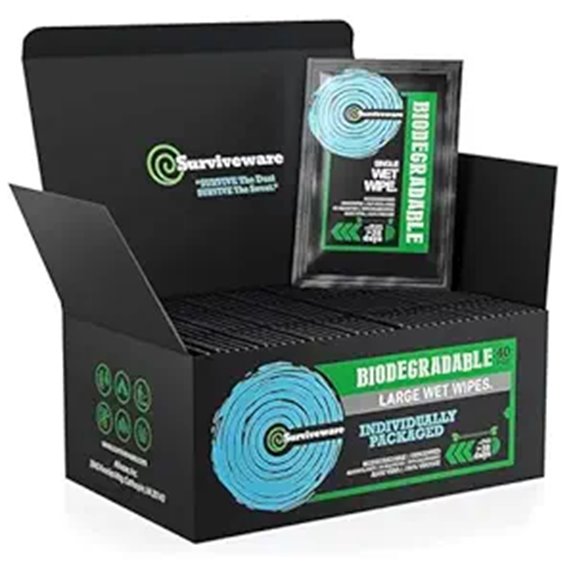 surviveware 40 pack biodegradable wipes