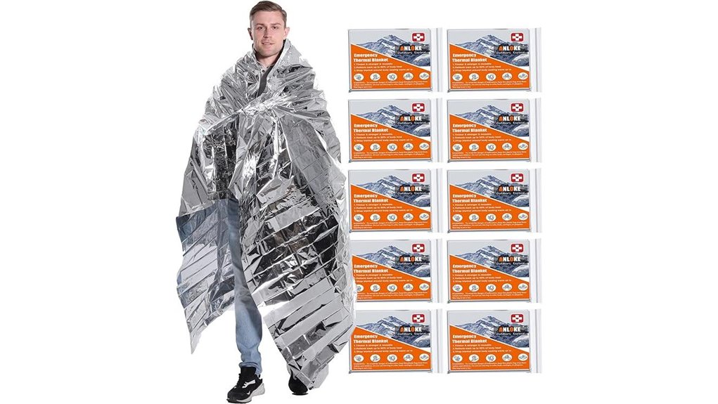 ten mylar emergency blankets