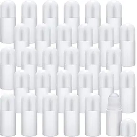 thirty 1 7 oz white bottles