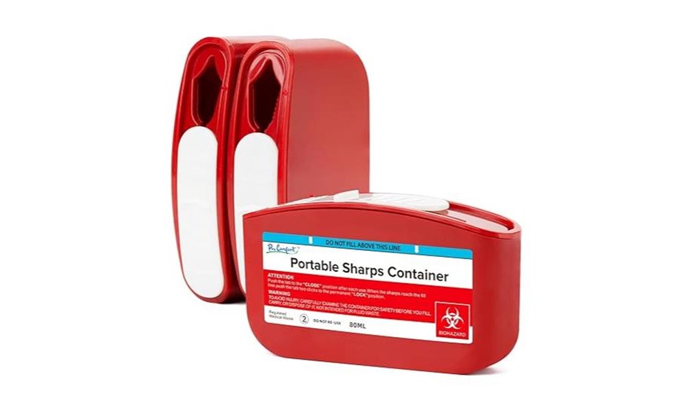 three portable sharps containers