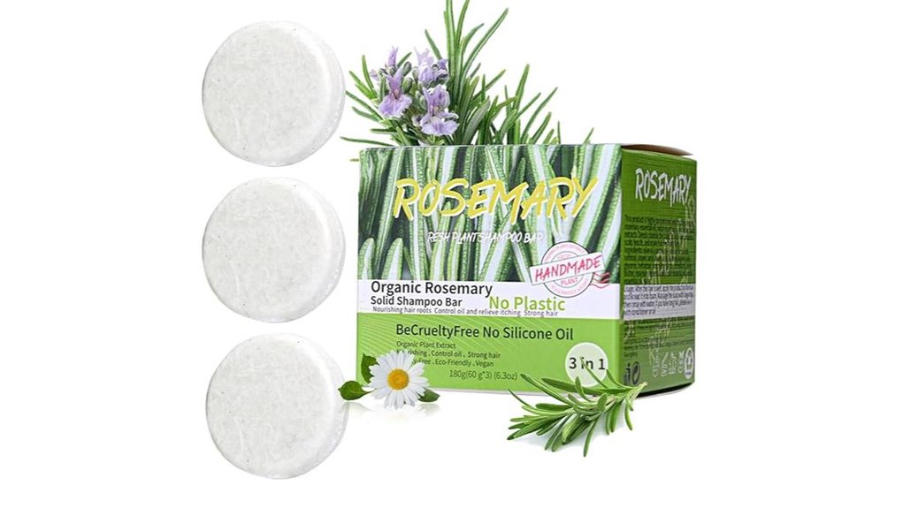 three rosemary shampoo bars
