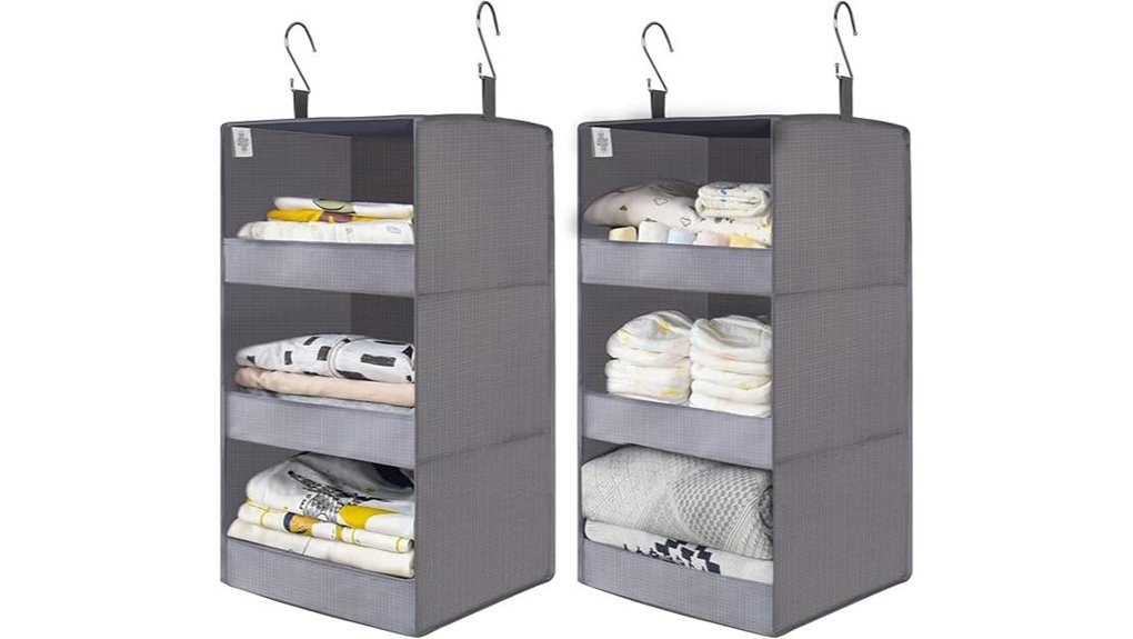 three shelf hanging closet organizer