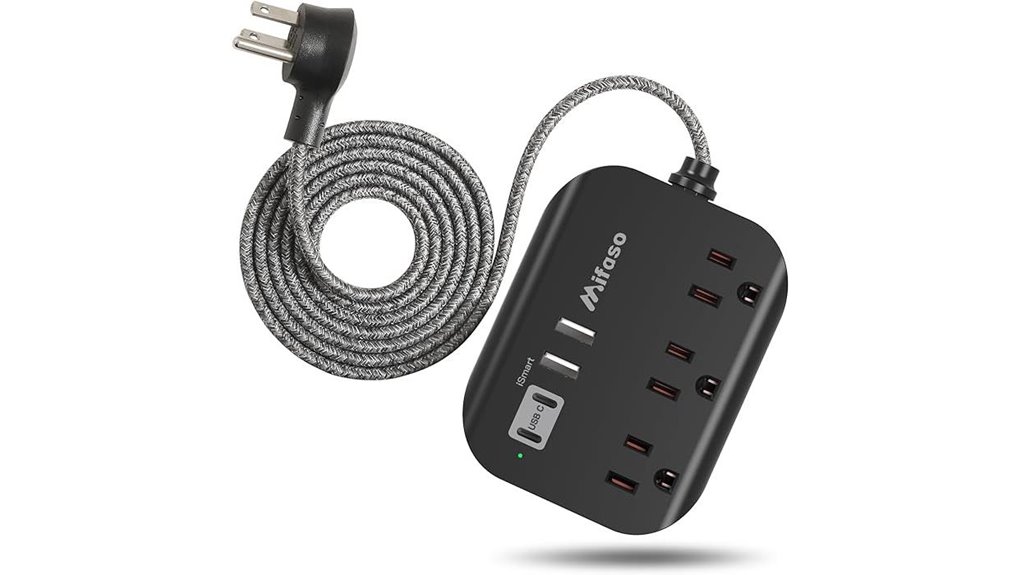 travel 3 outlet 4 usb strip