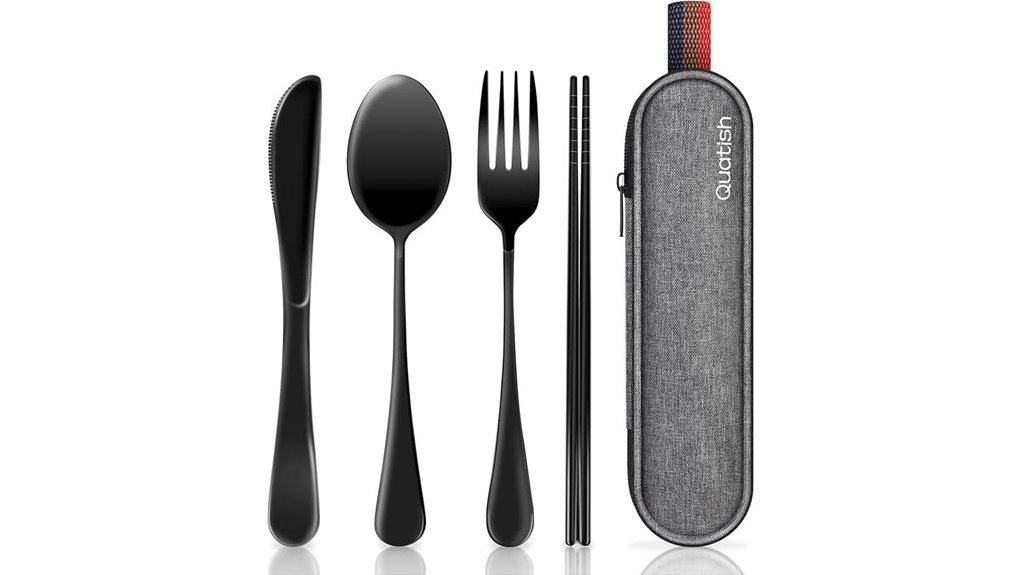 travel black stainless silverware