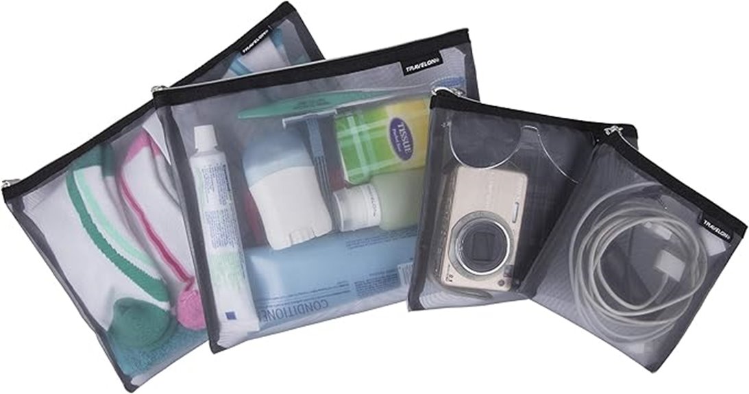 travelon gray mesh pouches