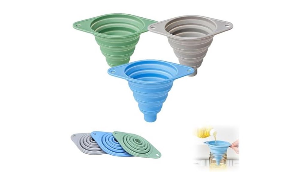 tri pack collapsible silicone funnels