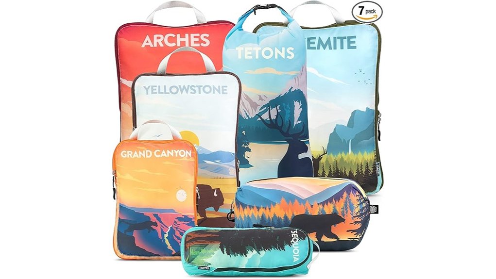 tripped 7 piece packing cubes