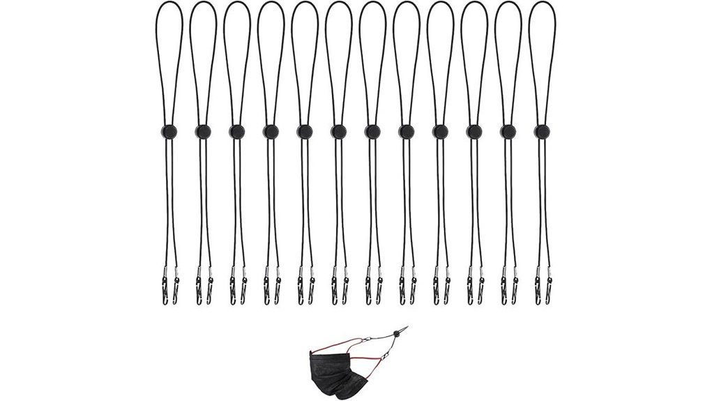 twelve black adjustable straps