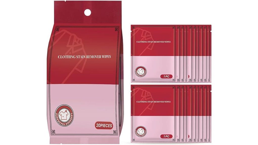 twenty individual stain wipes