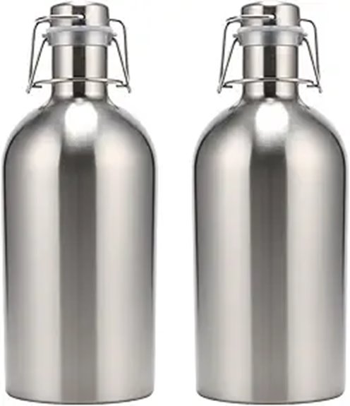 two 64oz stainless canteens