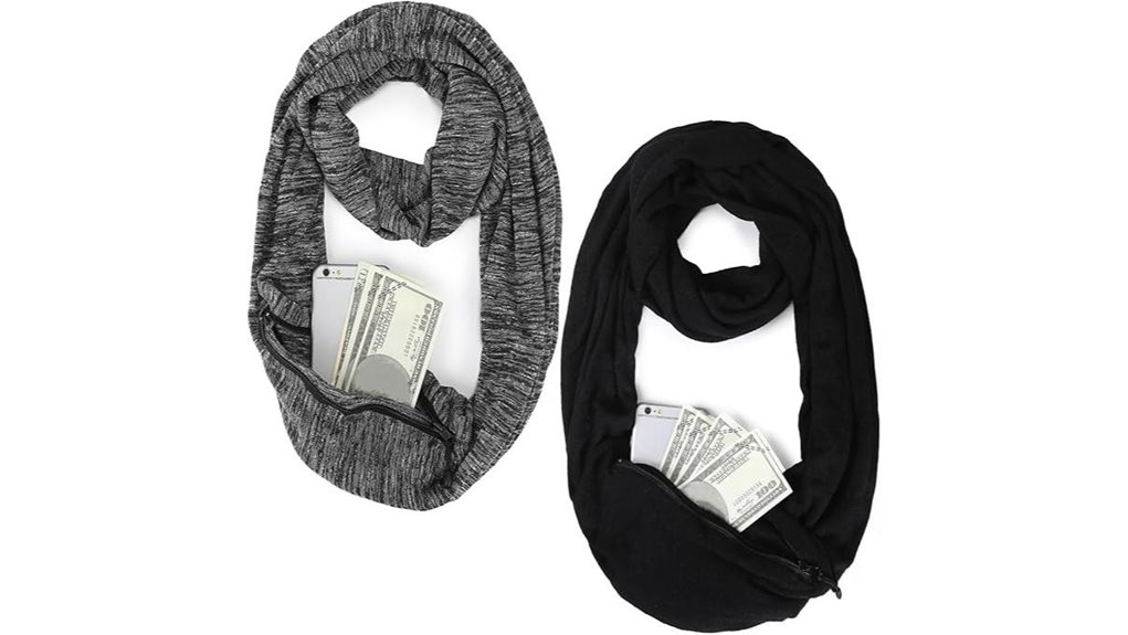 two pack zippered infinity scarves