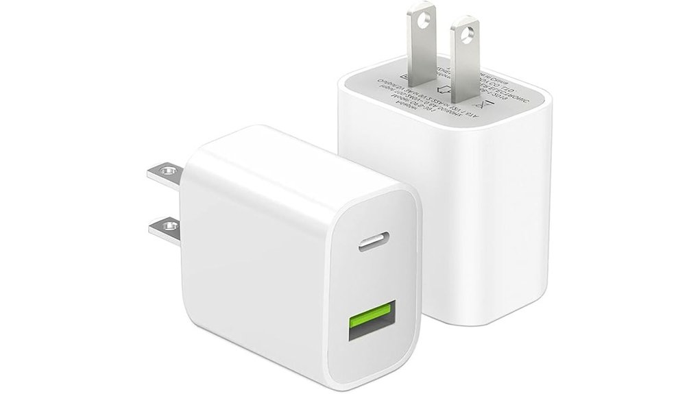two usb c 20w chargers