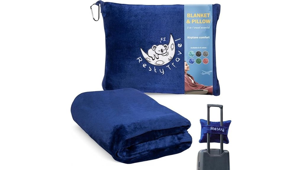 velvety navy pillow blanket