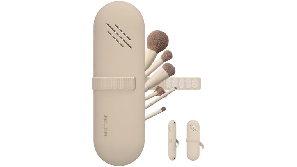 walnut travel brush organizer