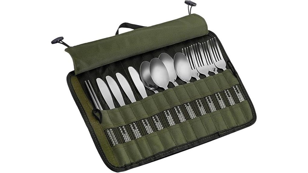 water resistant army green cutlery