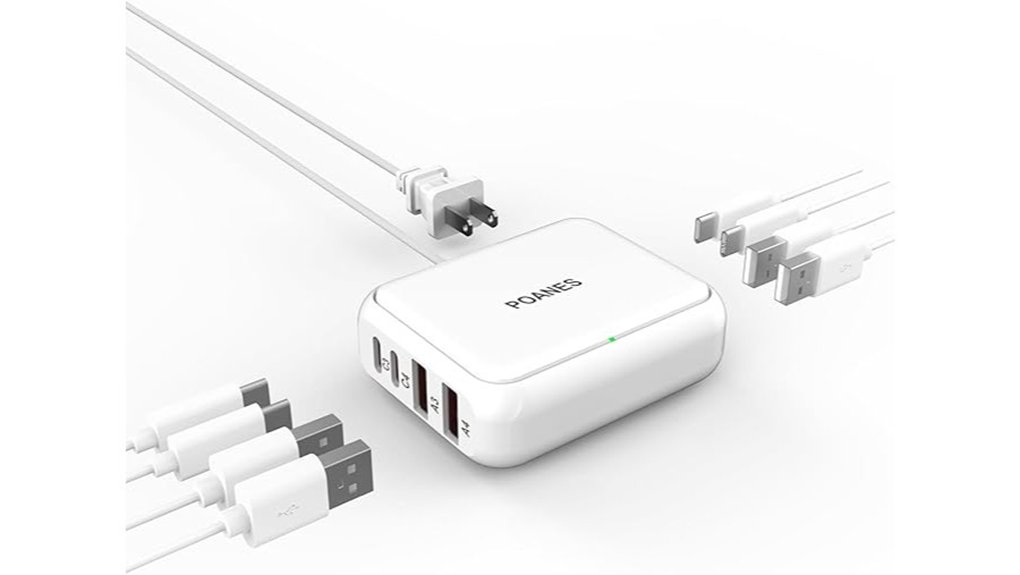 white 8 port usb c charger