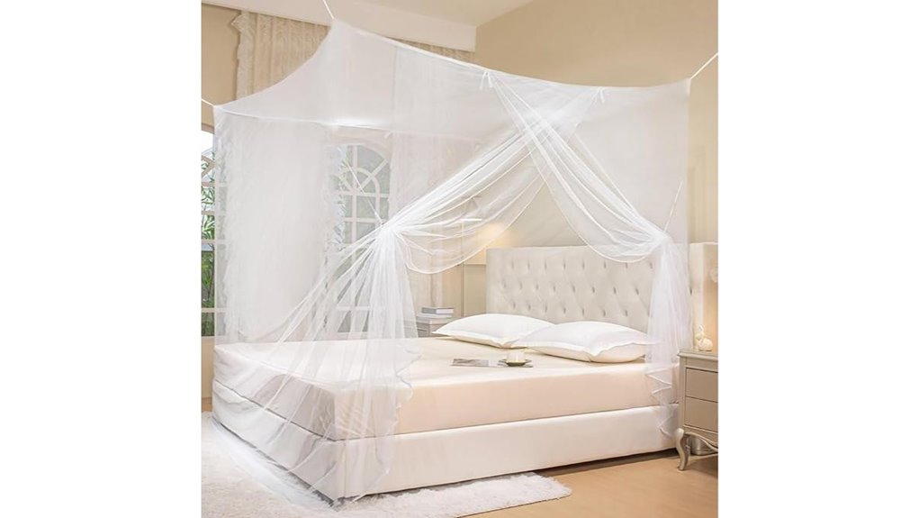white bed net one side