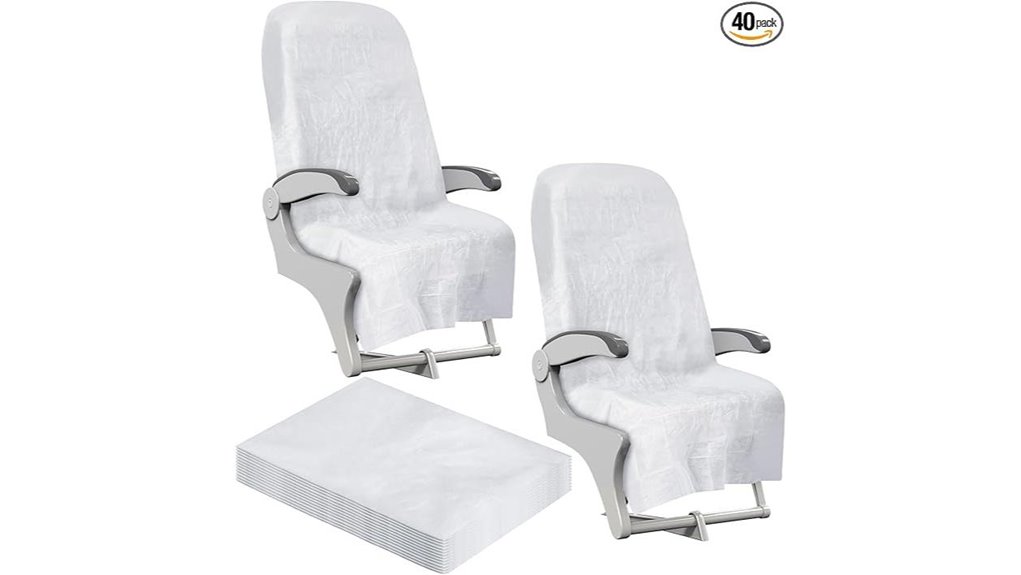 white disposable airplane covers
