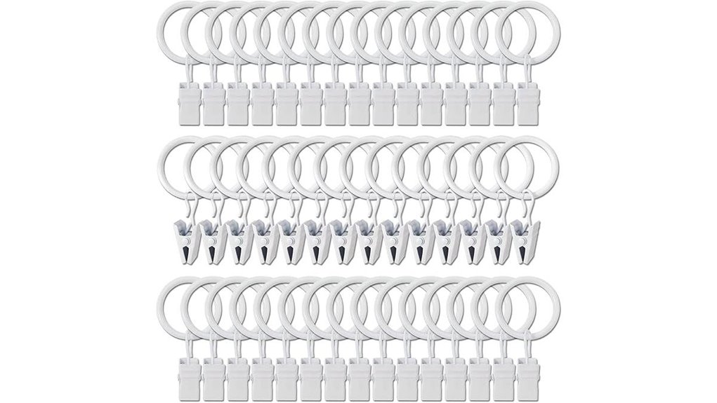 white metal curtain rings