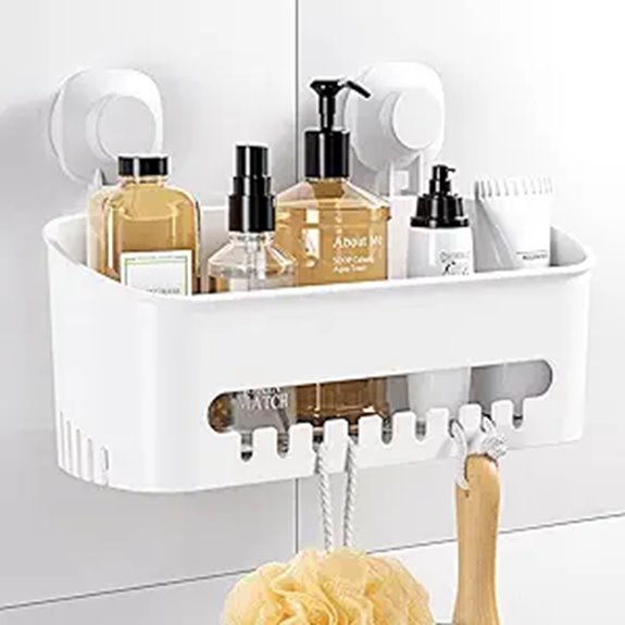 white suction cup shower caddy