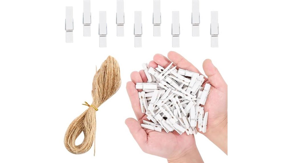 white wooden photo clips