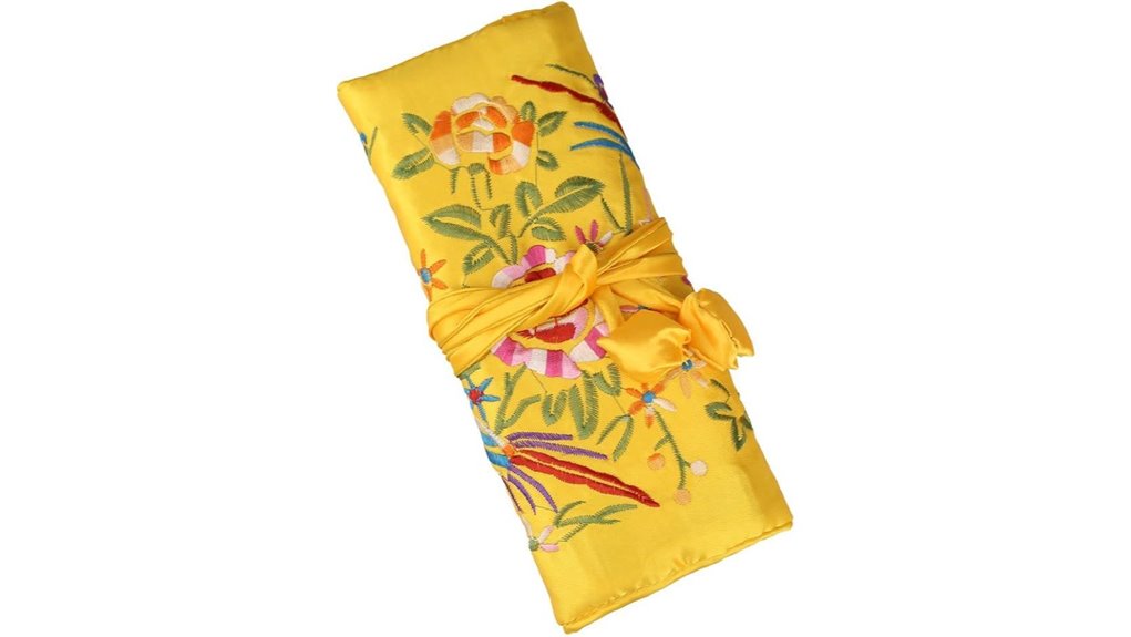 yellow silk jewelry organizer