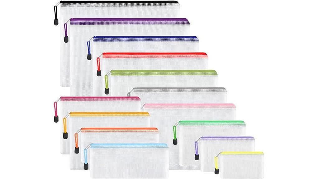 14 piece mesh zip pouches