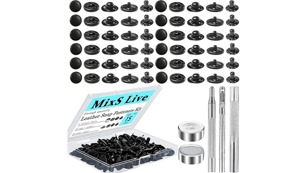 15 piece 15mm brass snap fasteners