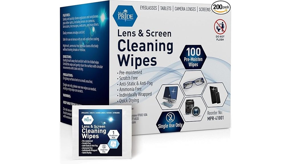200 anti fog cleaning wipes