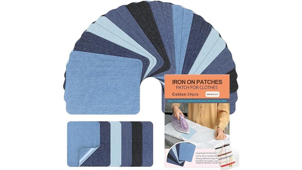 24 piece iron on denim repair