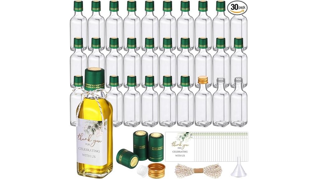 30 mini 3oz glass bottles