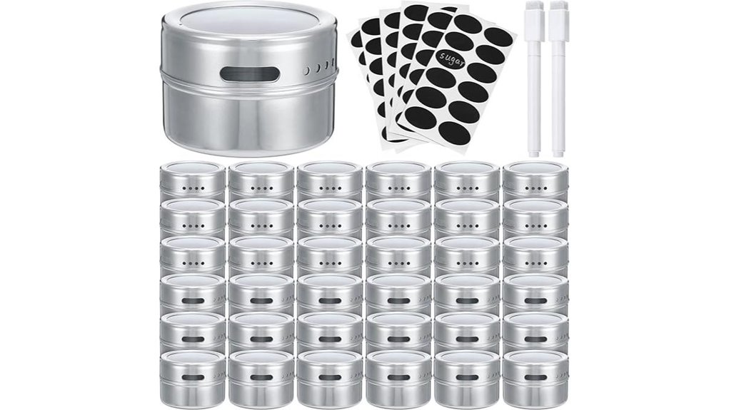 36 piece labeled magnetic spice jars